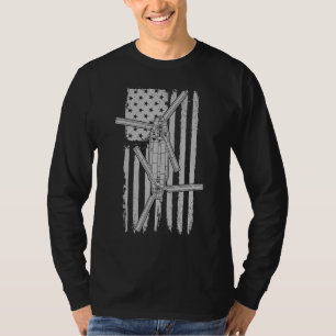 CH47 Chinook Military Helicopter American Flag CH4 T-Shirt