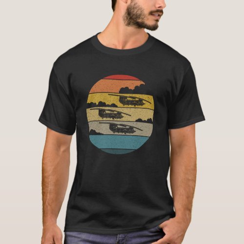 CH47 Chinook Retro Sunset Helicopter CH_47 Chinook T_Shirt
