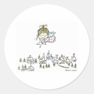 CH-010 Christmas Angel Classic Round Sticker