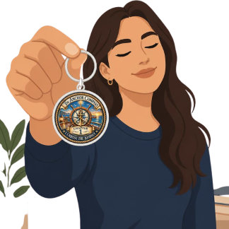 CH 1 Anchor Compass Captains Seal Achievement Keychain