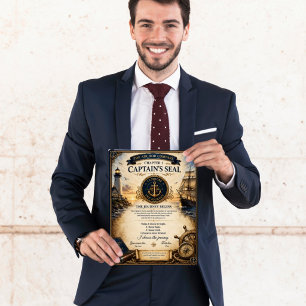 Ch 1 Anchor Compass Captains Seal Certificate Poster
