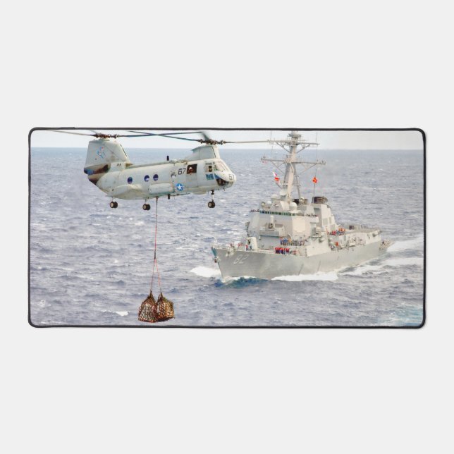 CH-46E SEA KNIGHT and DDG 82 Desk Mat (Front)