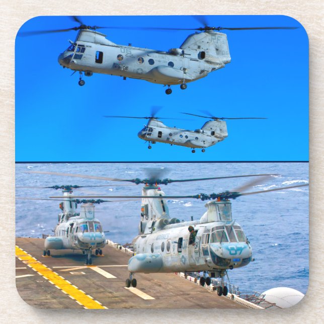 CH-46E SEA KNIGHT BEVERAGE COASTER (Front)