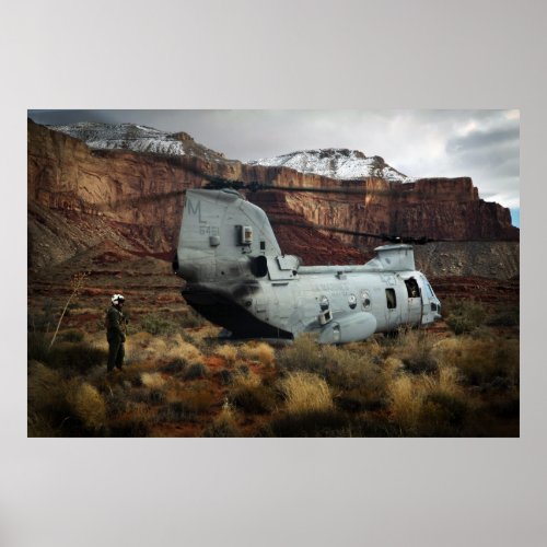 CH_46E Sea Knight Helicopter Poster