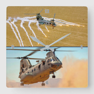 CH-46E SEA KNIGHT SQUARE WALL CLOCK