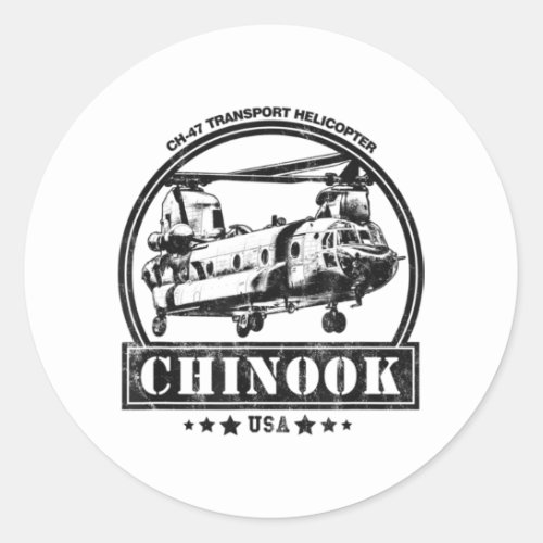 CH_47 Chinook Helicopter Classic Round Sticker