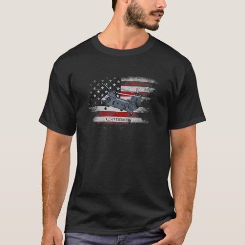 CH 47 Chinook Helicopter USA Flag Helicopter Pilot T_Shirt