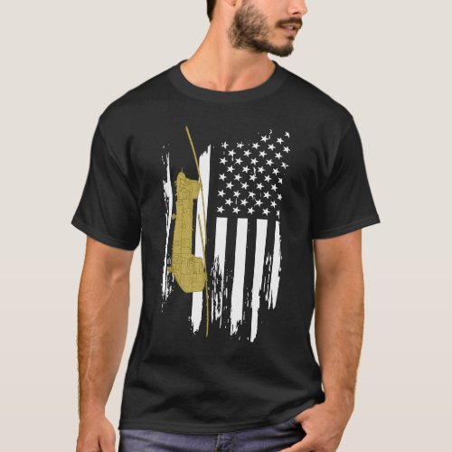 CH 47 Chinook Military Helicopter American Flag T_Shirt