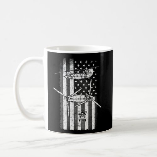 Ch 47 Chinook Military Helicopter Vintage Flag Pil Coffee Mug