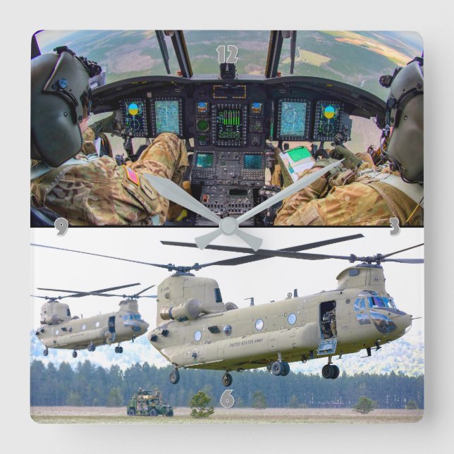 CH-47F CHINOOK SQUARE WALL CLOCK (Front)