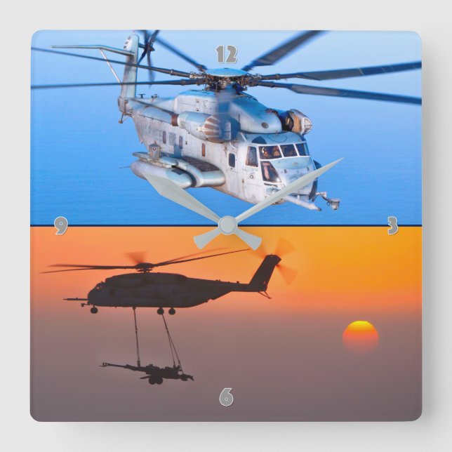 CH-53E SUPER STALLION SQUARE WALL CLOCK (Front)