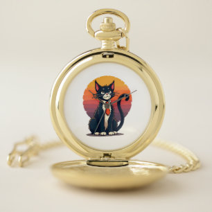 Ch Ch Ch Meow Meow Scary Halloween Costume Cat T-S Pocket Watch