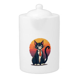 Ch Ch Ch Meow Meow Scary Halloween Costume Cat T-S Teapot