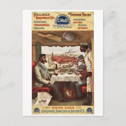CHD Pullman dining car 1894 Postcard