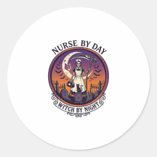 Ch Meow Halloween Haunted Castle (3)_1 Classic Round Sticker