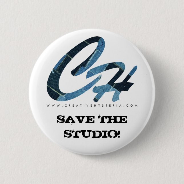 CH-SAVE THE STUDIO BUTTON-DENIM BLUE PINBACK BUTTON (Front)