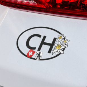 CH - Swiss & Appenzel Flags Edelweiss Flowers Car Magnet
