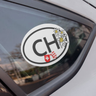 CH - Swiss & Canton Jura Flags | Edelweiss Flowers Car Magnet