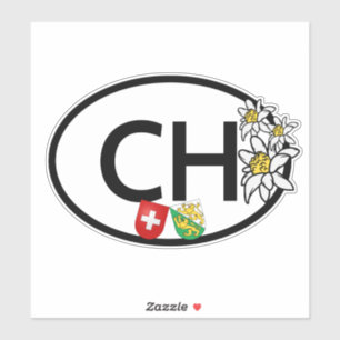 CH Swiss & Canton Thurgau Coat of Arms Oval Sticker