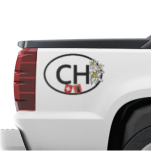 CH - Swiss & Glarus Flags with Edelweiss Flowers Car Magnet