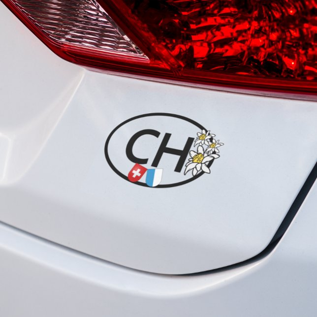 CH - Swiss & Lucerne Flags with Edelweiss Flowers Car Magnet (lucerne switzerland)