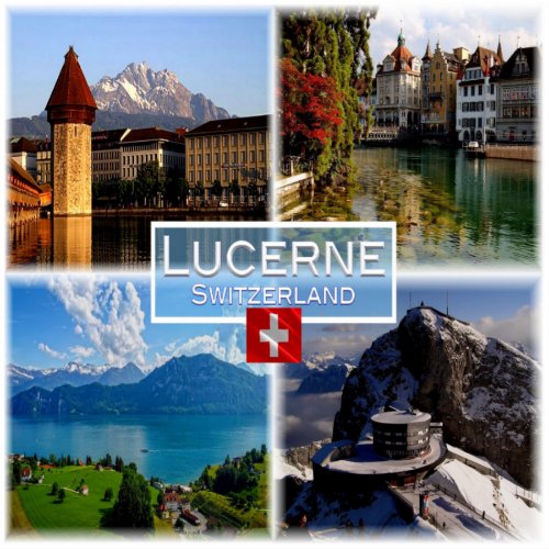 CH Switzerland _ Lucerne _ Chapel Bridge _ Old Tow Sticker