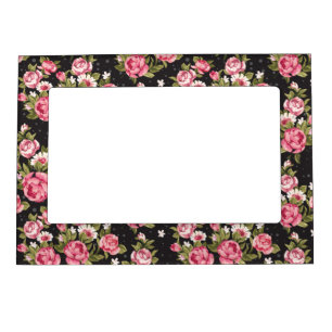Chabby Chic Pink And White Roses Magnetic Picture Frame