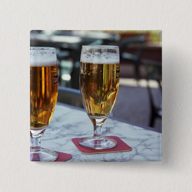 Chablis; two cool beers at 42 degrees hot summer button (Front)