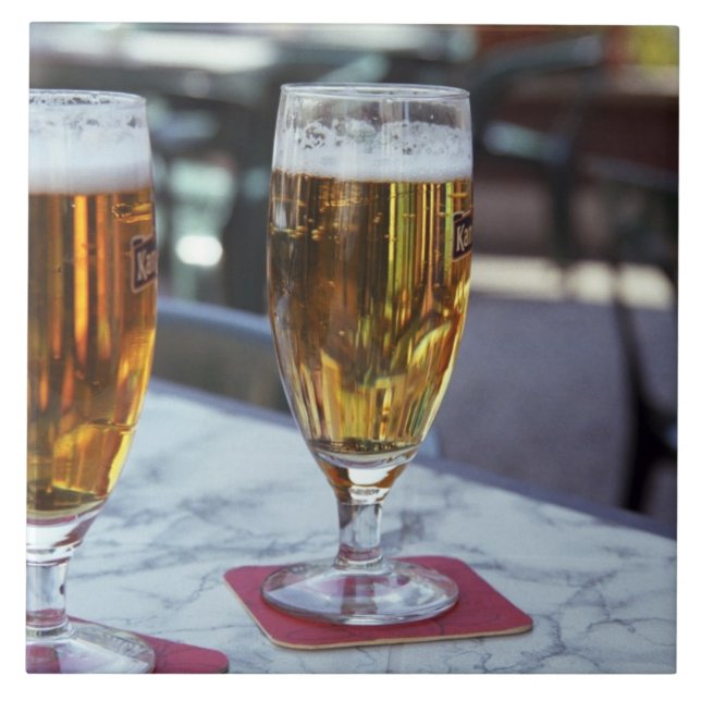 Chablis; two cool beers at 42 degrees hot summer ceramic tile (Front)