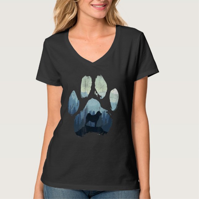 Chabrador Dog Paw Mom Dad Mountains T-Shirt (Front)
