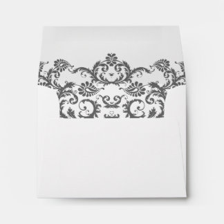Chacoal Gray Damask Wedding Envelopes