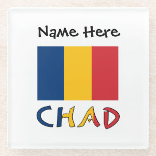 Chad and Chadian Flag Personalized  Glass Coaster