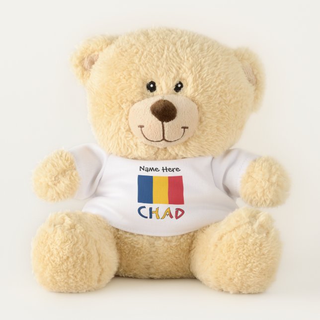 Chad and Chadian Flag Personalized  Teddy Bear (Front)