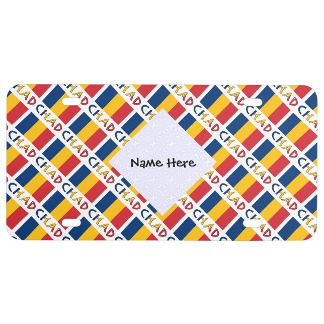 Chad and Chadian Flag Tiled Personalized  License Plate (Front)