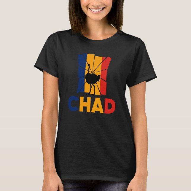 Chad Chadian Chad Flag Ostrich Animal Silhouette T-Shirt (Front)