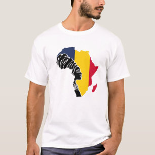 Chad Chadian Flag Africa Map Ethnic Heritage Black T-Shirt