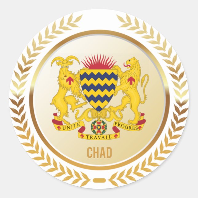 Chad Coat Of Arms Classic Round Sticker (Front)