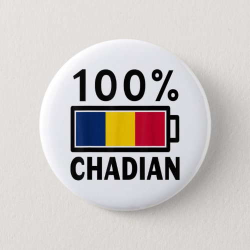 Chad Flag  100 Chadian Battery Power Tee  Button