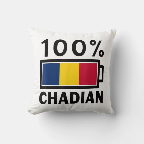 Chad Flag  100 Chadian Battery Power Tee  Throw Pillow