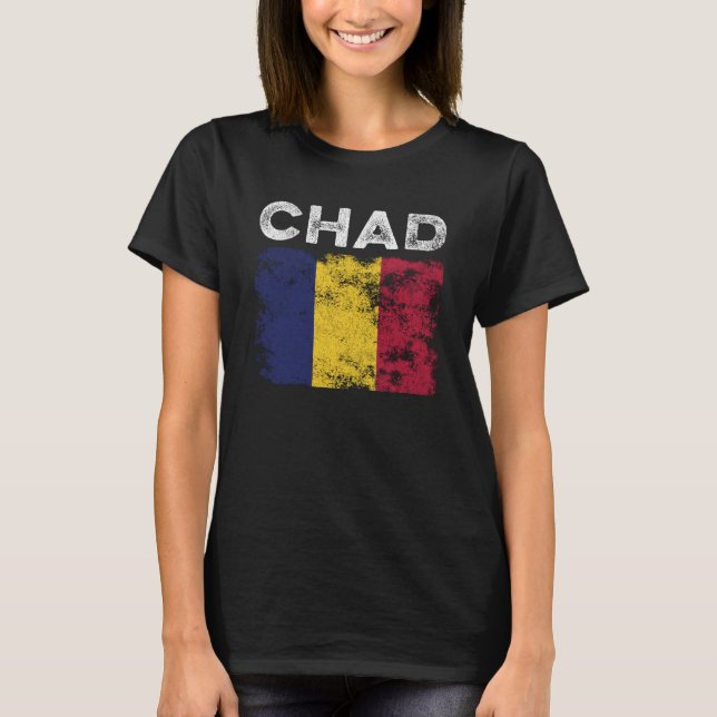 Chad Flag Distressed - Chadian Flag T-Shirt (Front)