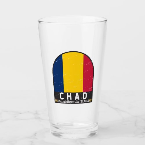 Chad Flag Emblem Distressed Vintage Glass