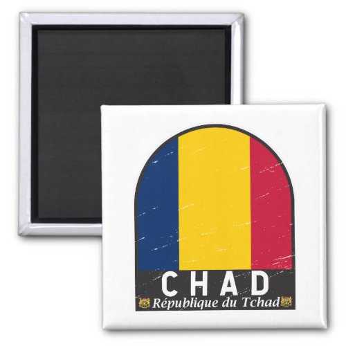 Chad Flag Emblem Distressed Vintage Magnet