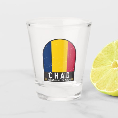 Chad Flag Emblem Distressed Vintage Shot Glass