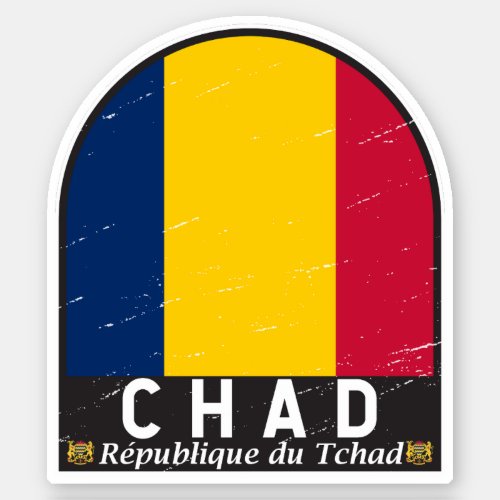 Chad Flag Emblem Distressed Vintage Sticker