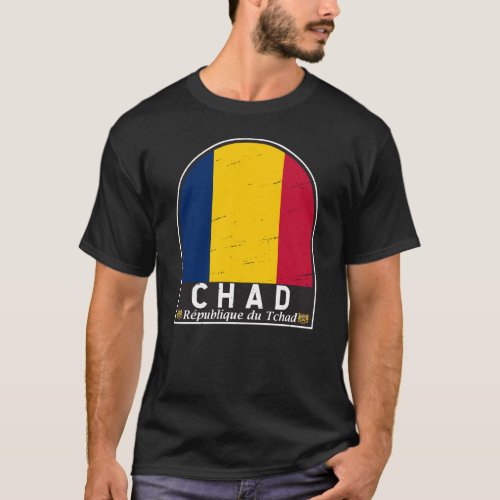 Chad Flag Emblem Distressed Vintage T_Shirt