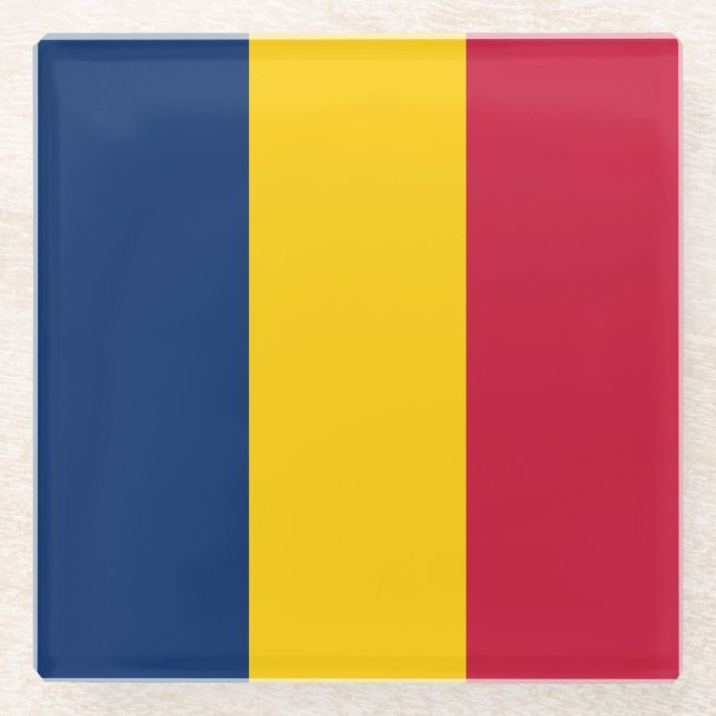 Chad Flag Glass Coaster (Front)