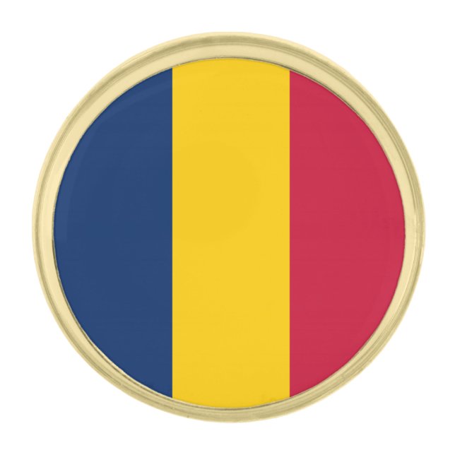 Chad Flag Gold Finish Lapel Pin (Front)