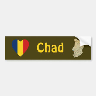 Chad Flag Heart + Map Bumper Sticker