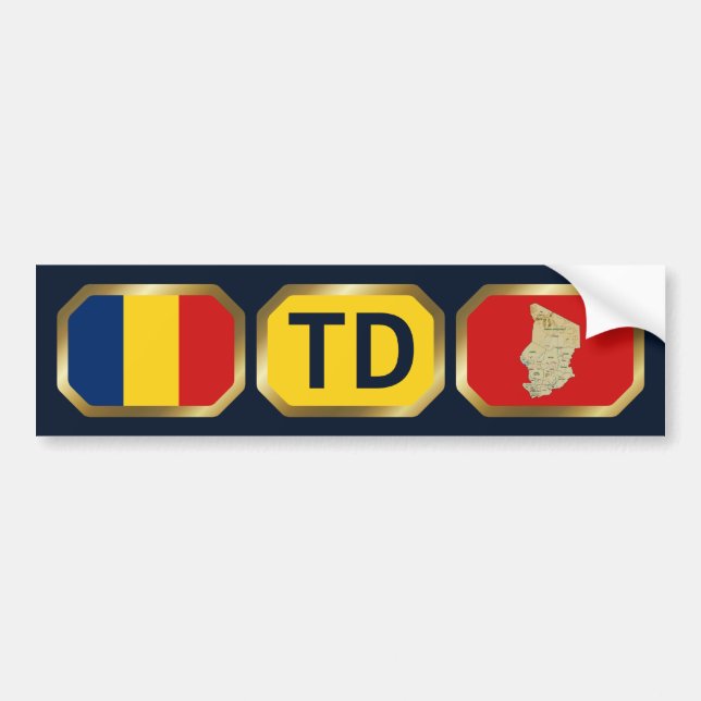 Chad Flag Map Code Bumper Sticker (Front)