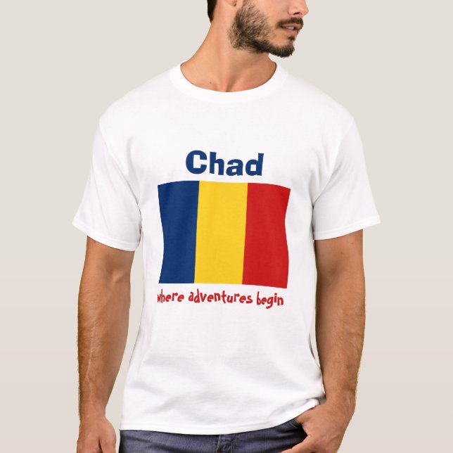 Chad Flag + Map + Text T-Shirt (Front)